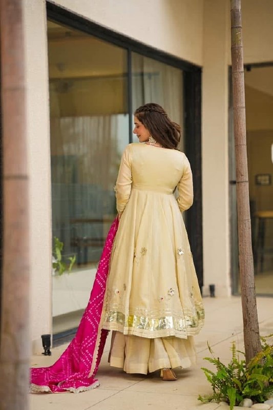 Handmade Gottapatti Anarkali Palazzo Set With Bandhani Dupatta