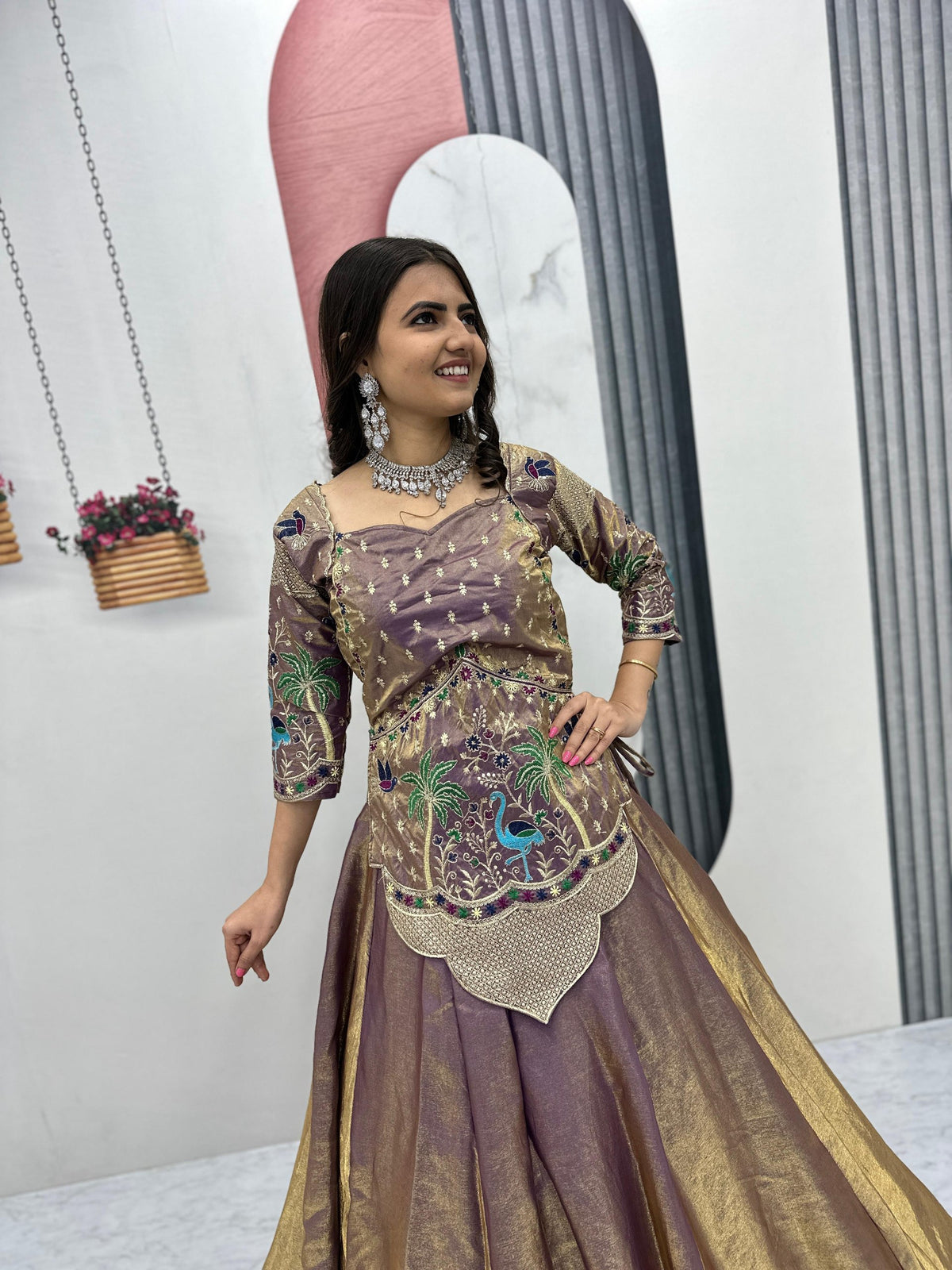 Heavy Embroidered Pure Silk Satin Festive Lehenga Choli