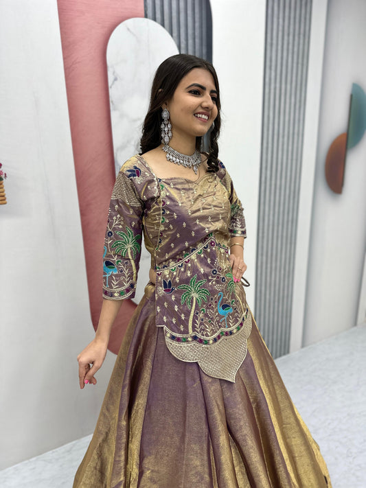 Heavy Embroidered Pure Silk Satin Festive Lehenga Choli