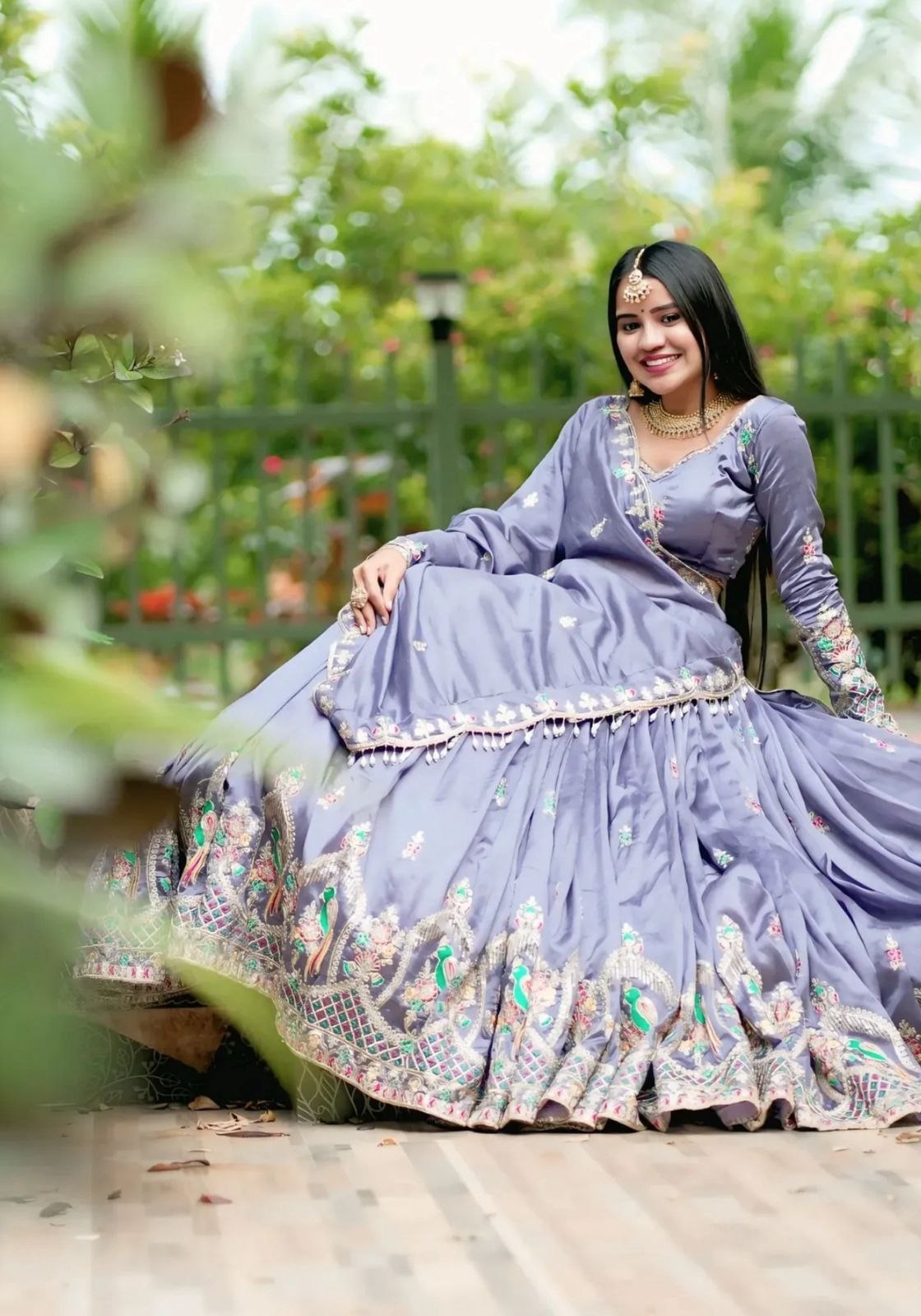 Elegant Embroidered Chinon Festive Lehenga Choli Set