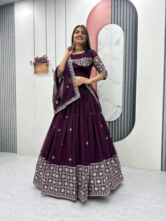 Heavy Embroidered Fox Georgette Wedding Lehenga Choli Set