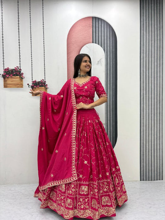 Heavy Embroidered Crepe Silk Festive Lehenga Choli Set