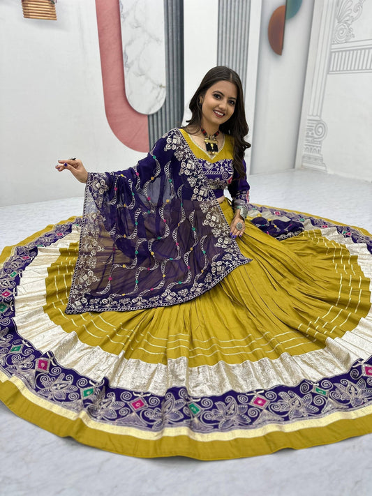 Pure Cotton Embroidered 6 Meter Navratri Lehenga Choli