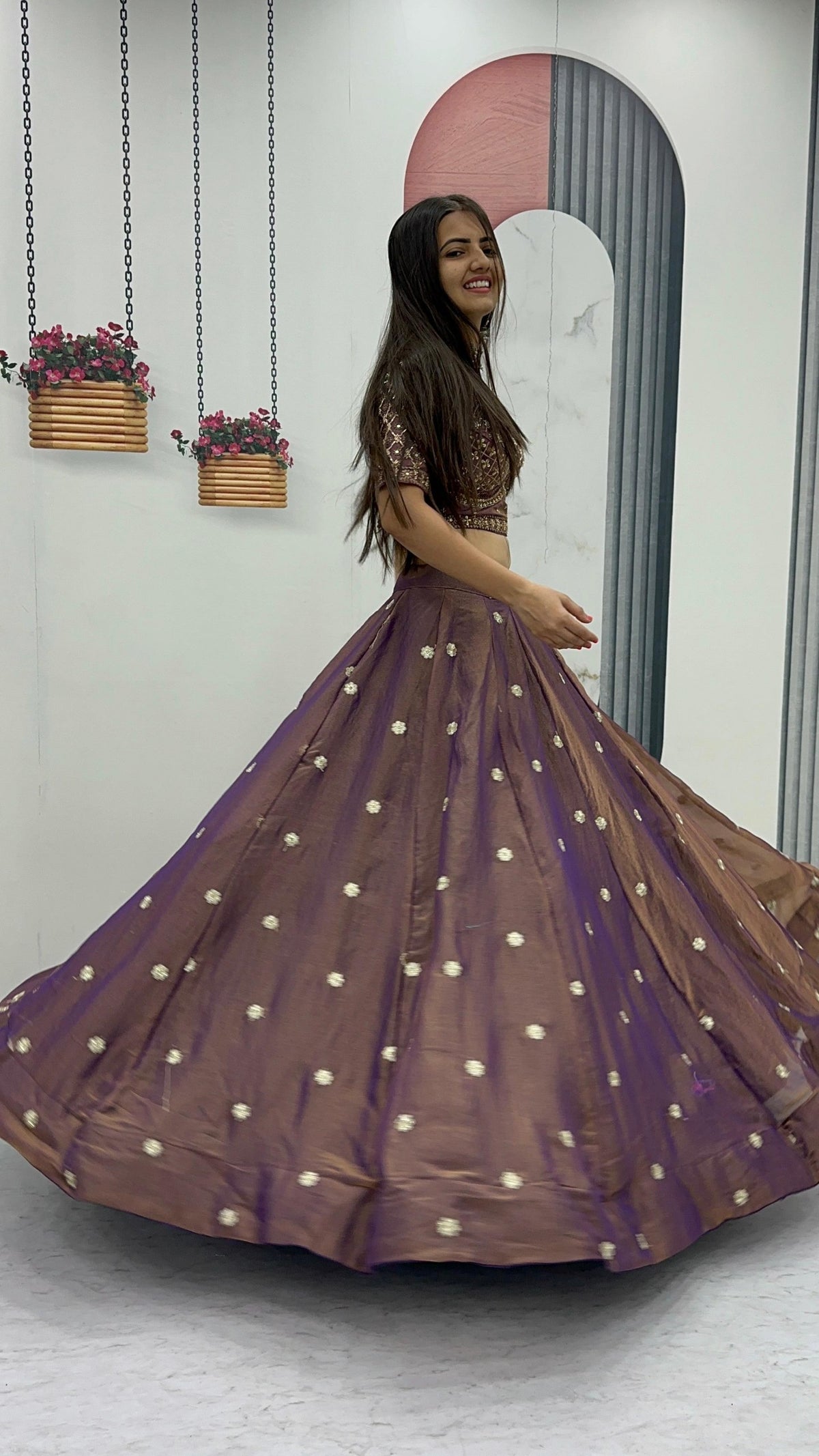 Heavy Embroidered Mosh Silk Six Meter Flair Lehenga Choli