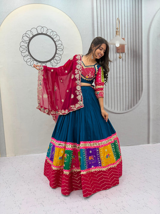 Pure Cotton Embroidered Sequence Work Navratri Lehenga Choli