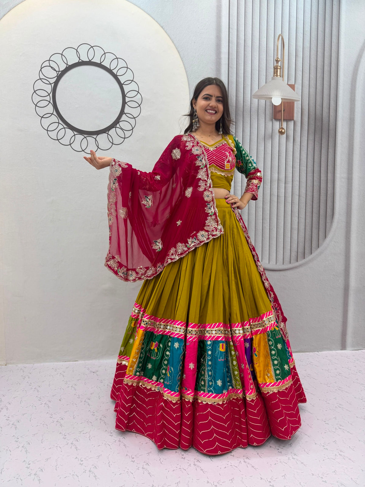 Pure Cotton Embroidered Sequence Work Navratri Lehenga Choli