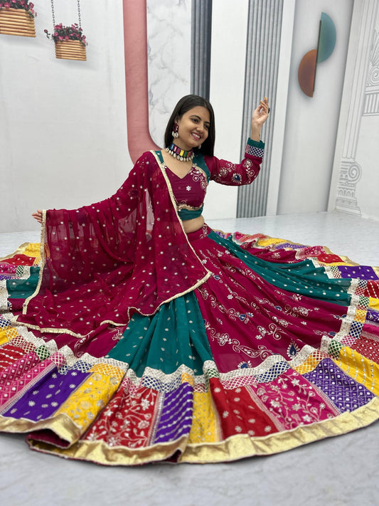 Vintage Fox Georgette Embroidered Sequence Work Navratri Chaniya Choli