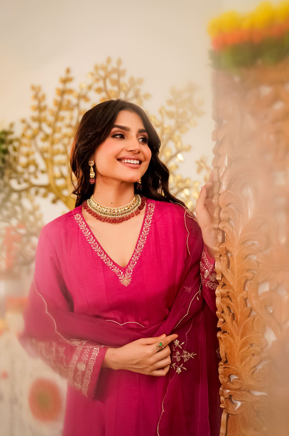 Pink Elegant Embroidered Viscose Chanderi Lehenga Choli Set