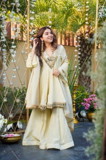 Real Mirror Work Jari Silk Sharara Suit Ready to Wear Premium Set