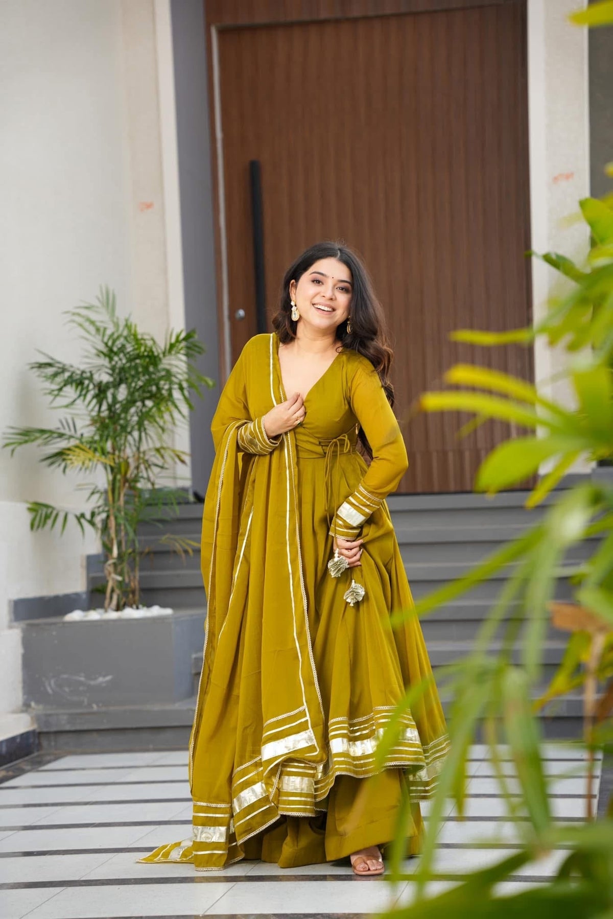 Pure Faux Georgette Hand Gota Work Anarkali Palazzo Set