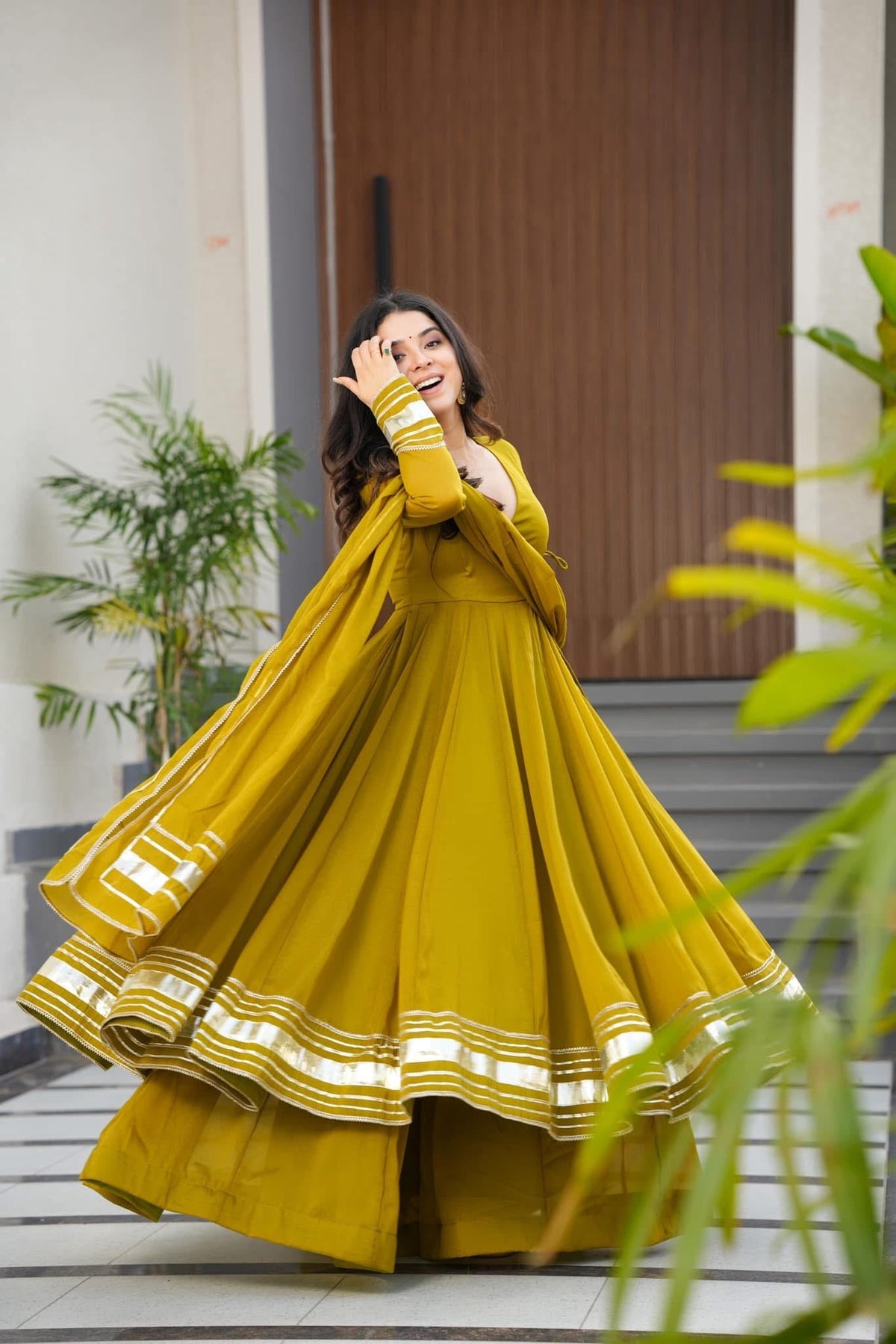 Pure Faux Georgette Hand Gota Work Anarkali Palazzo Set