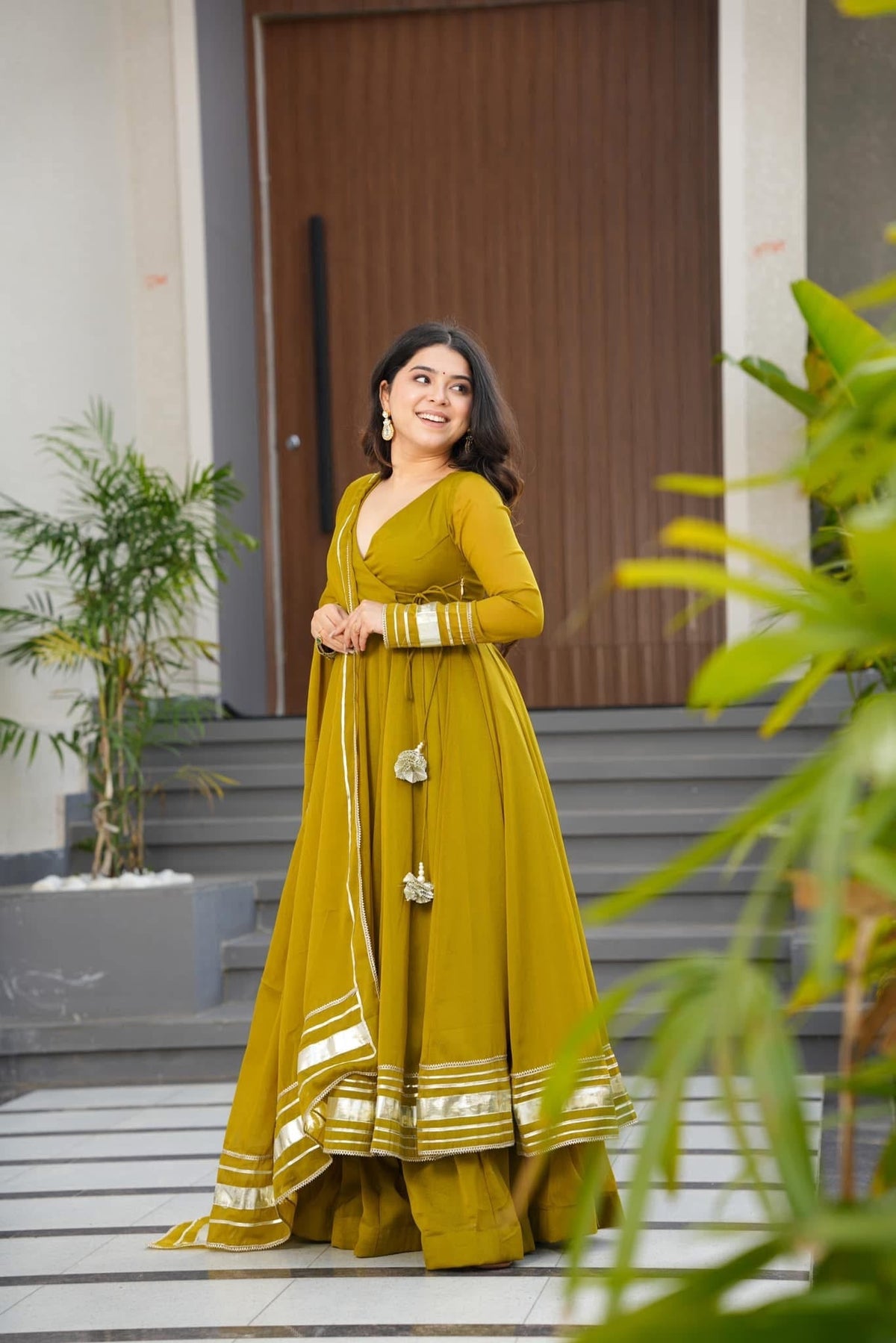 Pure Faux Georgette Hand Gota Work Anarkali Palazzo Set