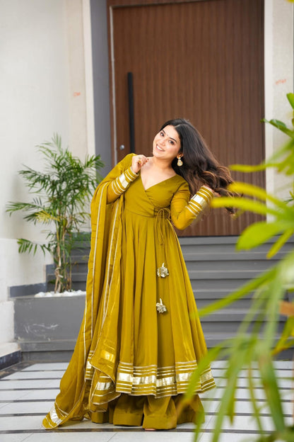 Pure Faux Georgette Hand Gota Work Anarkali Palazzo Set