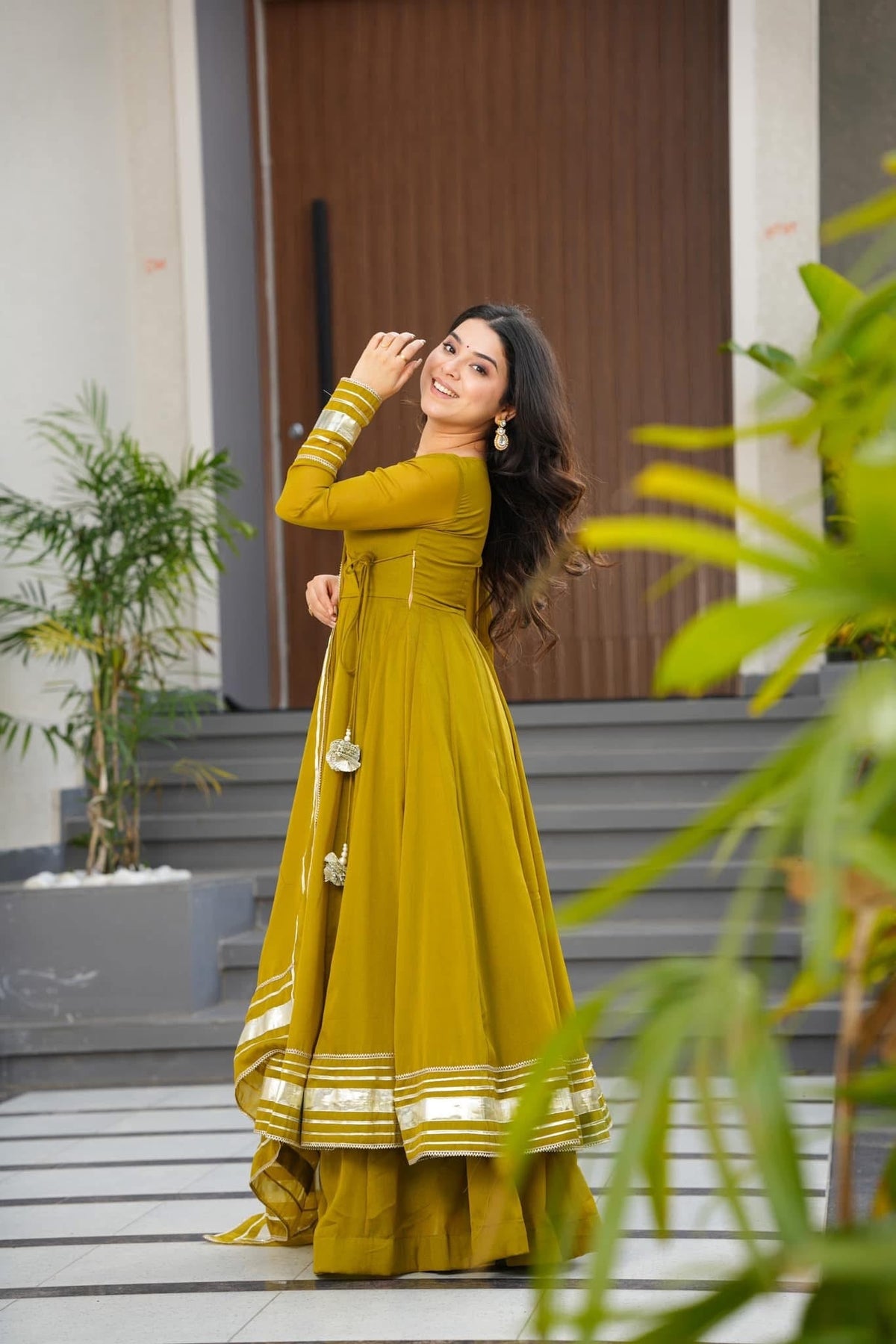 Pure Faux Georgette Hand Gota Work Anarkali Palazzo Set