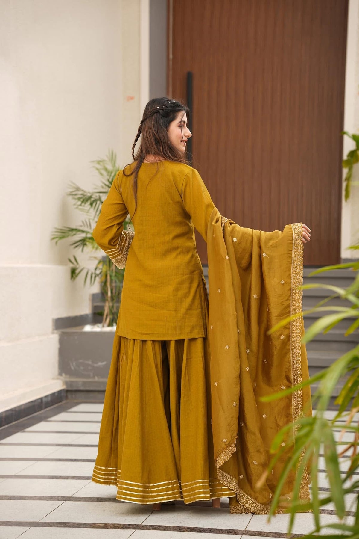 Premium Chinon Embroidery Coding Sequence Work Palazzo Set