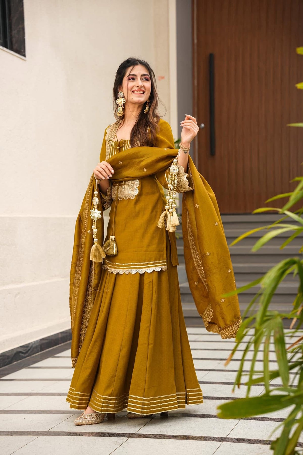 Premium Chinon Embroidery Coding Sequence Work Palazzo Set