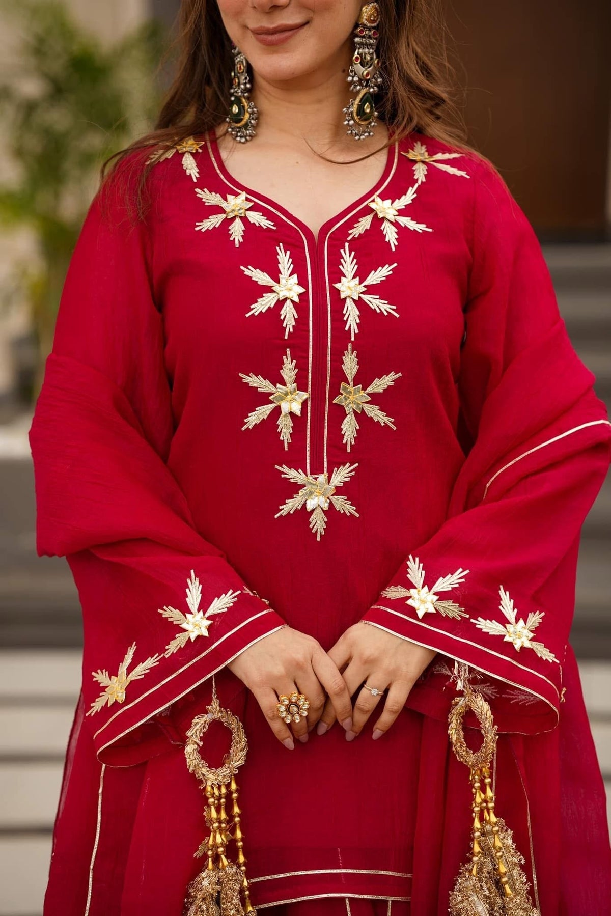 Heavenly Handmade Charkhi Gota Work Kurta Sharara Set