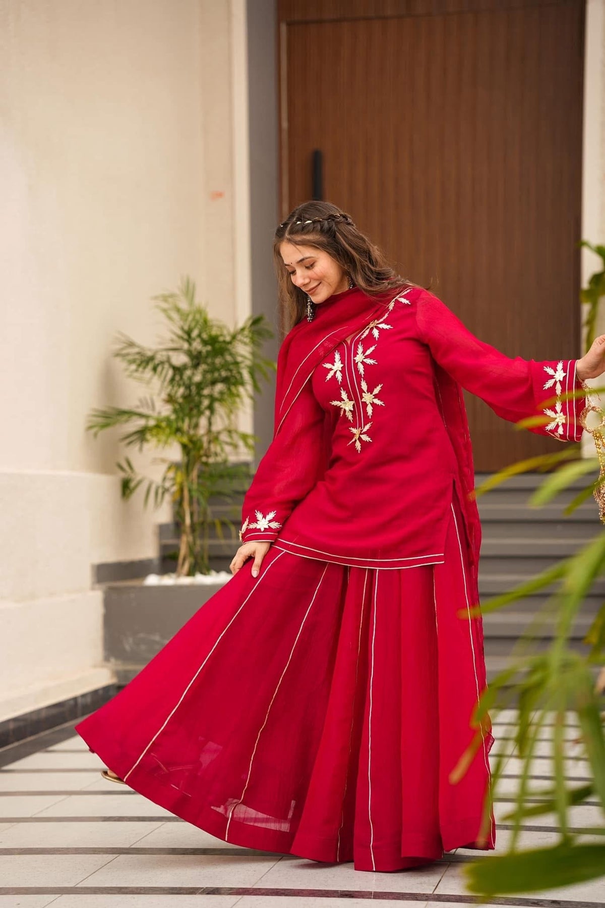 Heavenly Handmade Charkhi Gota Work Kurta Sharara Set