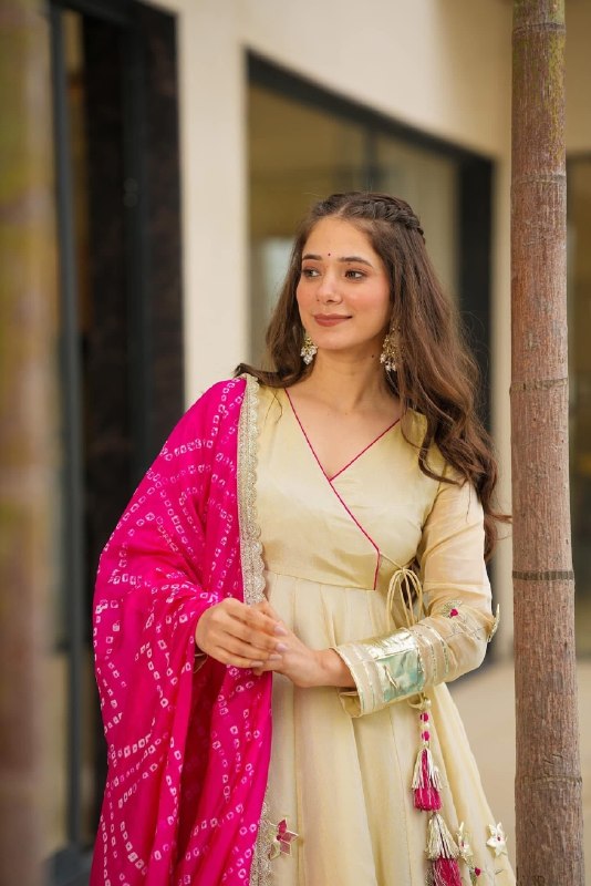 Handmade Gottapatti Anarkali Palazzo Set With Bandhani Dupatta