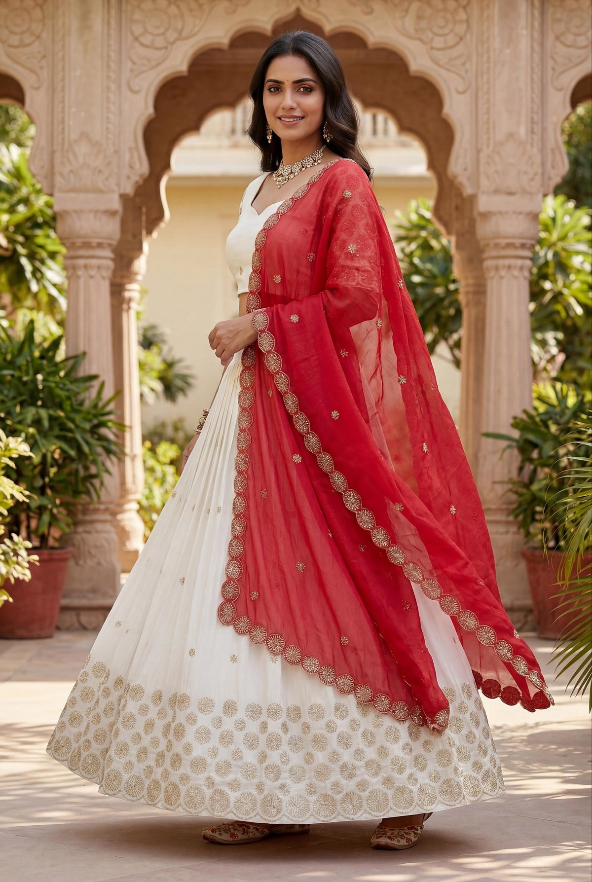 Elegant Embroidered Chinon Festive Lehenga Choli Set