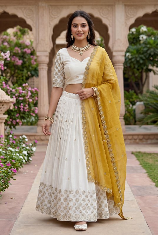 Elegant Embroidered Chinon Festive Lehenga Choli Set