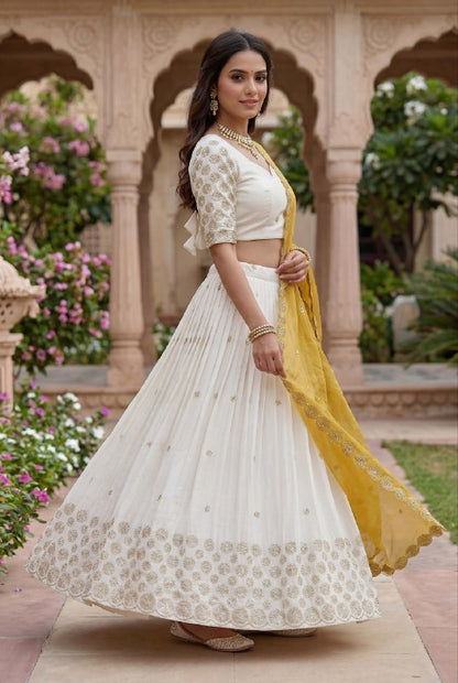Elegant Embroidered Chinon Festive Lehenga Choli Set