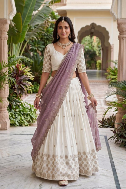 Elegant Embroidered Chinon Festive Lehenga Choli Set