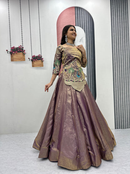 Heavy Embroidered Pure Silk Satin Festive Lehenga Choli