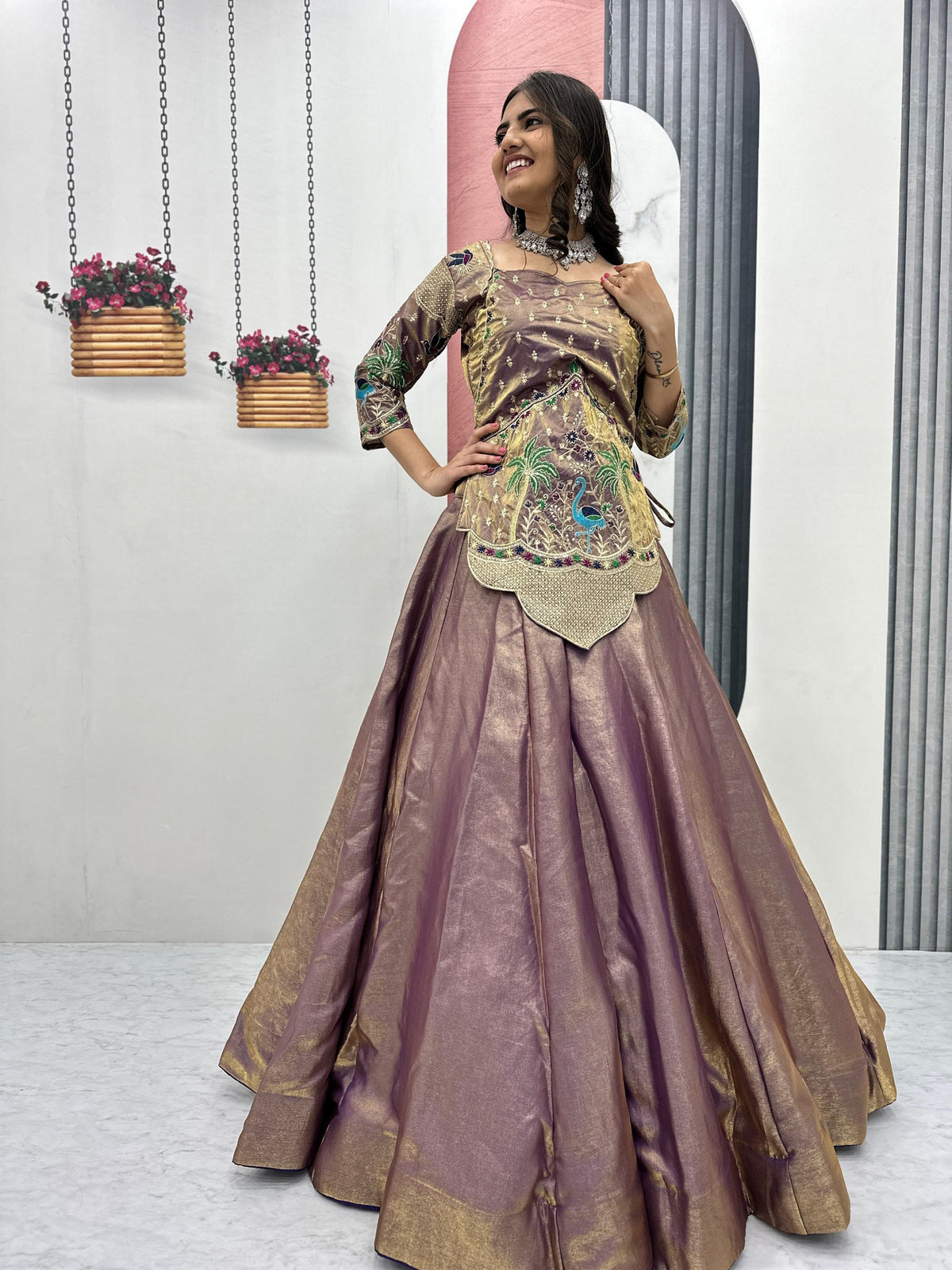 Heavy Embroidered Pure Silk Satin Festive Lehenga Choli