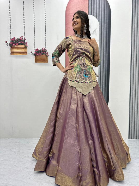 Heavy Embroidered Pure Silk Satin Festive Lehenga Choli