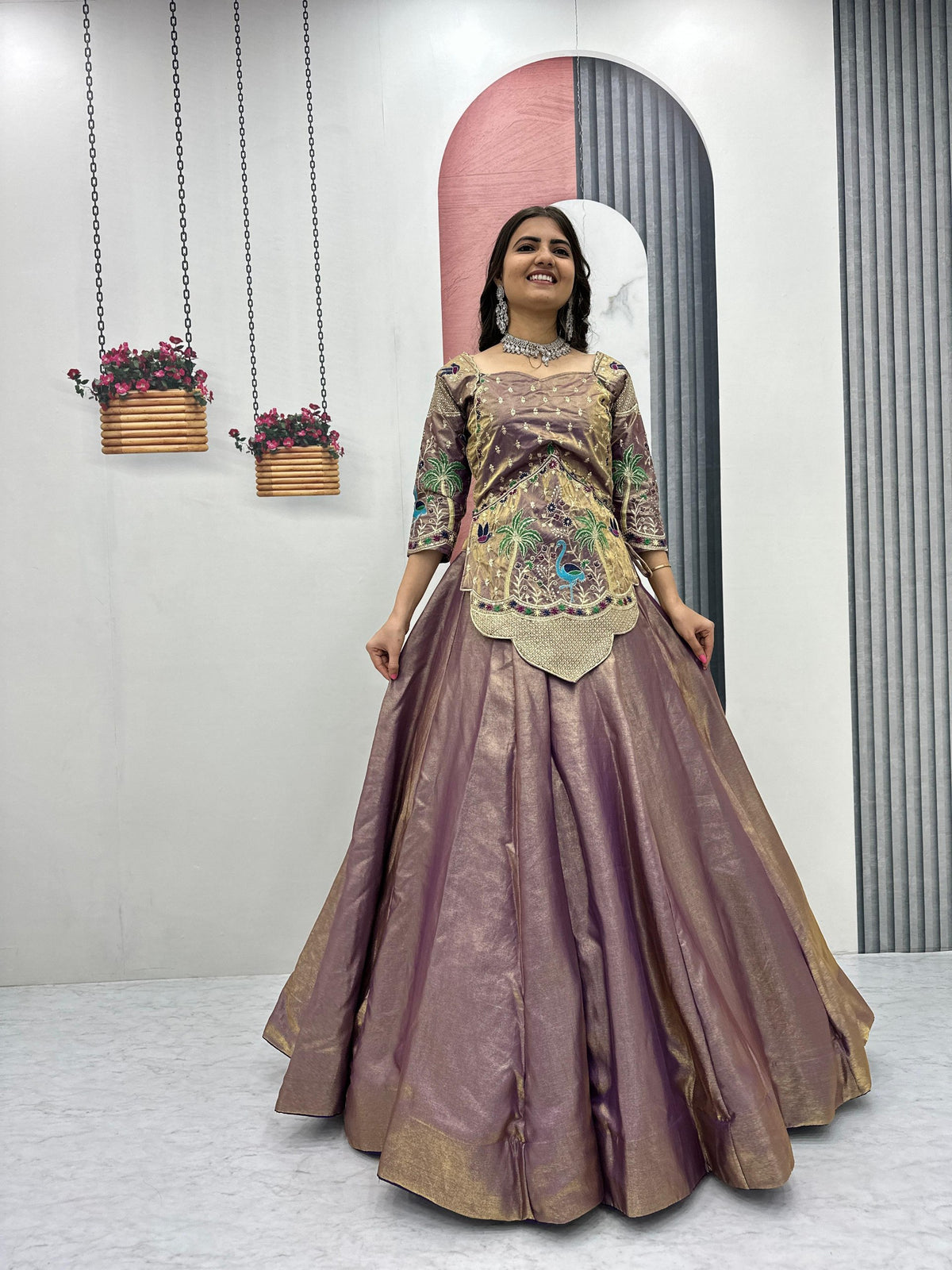 Heavy Embroidered Pure Silk Satin Festive Lehenga Choli