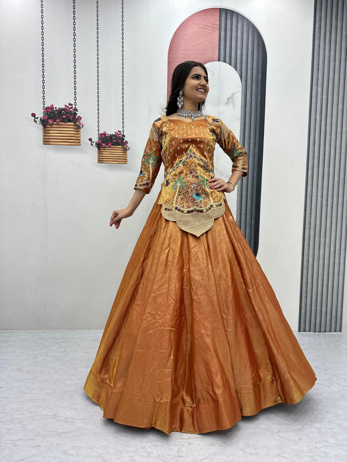 Heavy Embroidered Pure Silk Satin Festive Lehenga Choli