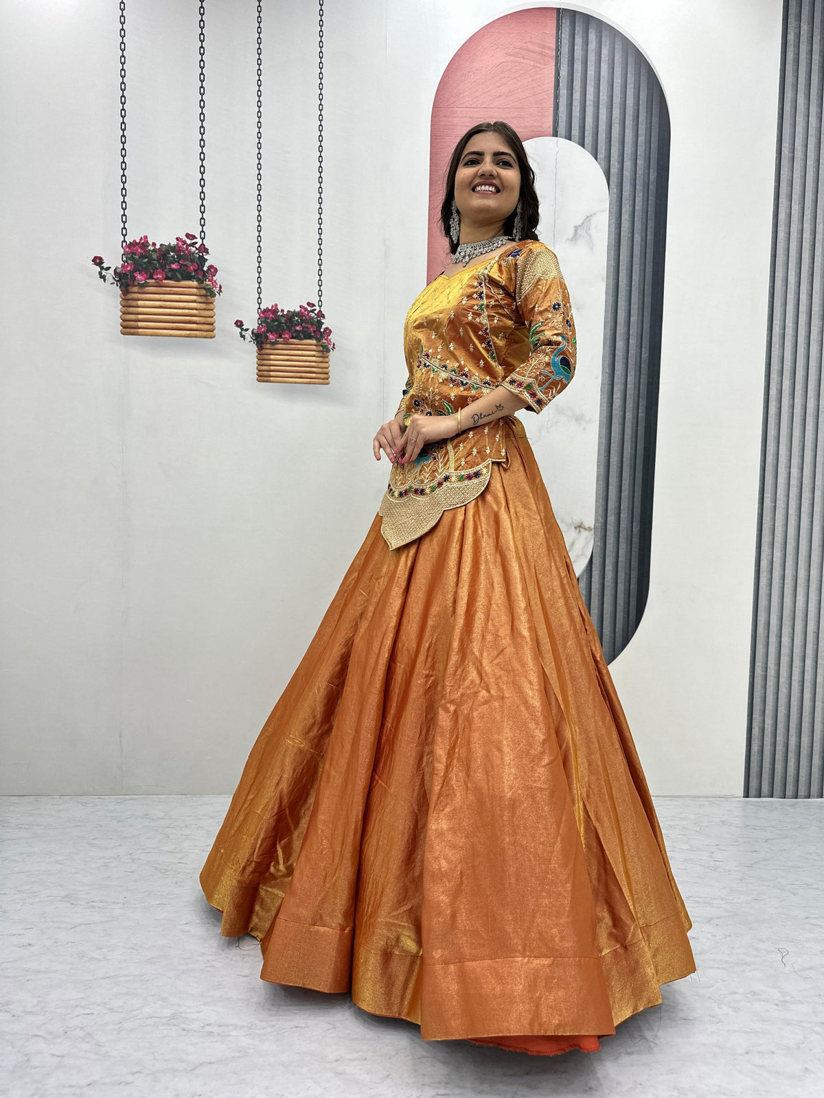 Heavy Embroidered Pure Silk Satin Festive Lehenga Choli