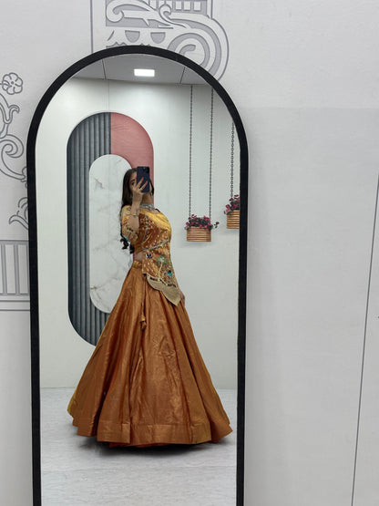 Heavy Embroidered Pure Silk Satin Festive Lehenga Choli