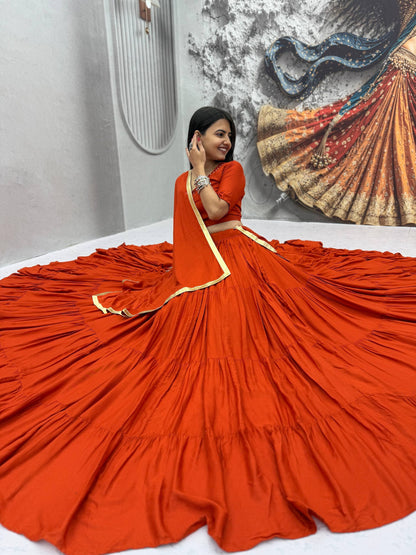 Navratri Special Rion Cotton Handmade Mirror Work Lehenga Choli