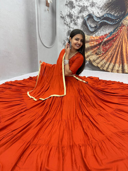 Navratri Special Rion Cotton Handmade Mirror Work Lehenga Choli