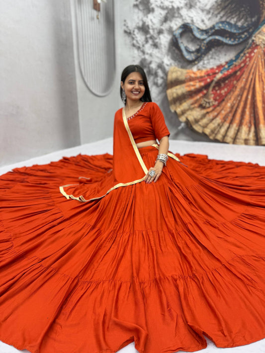 Navratri Special Rion Cotton Handmade Mirror Work Lehenga Choli