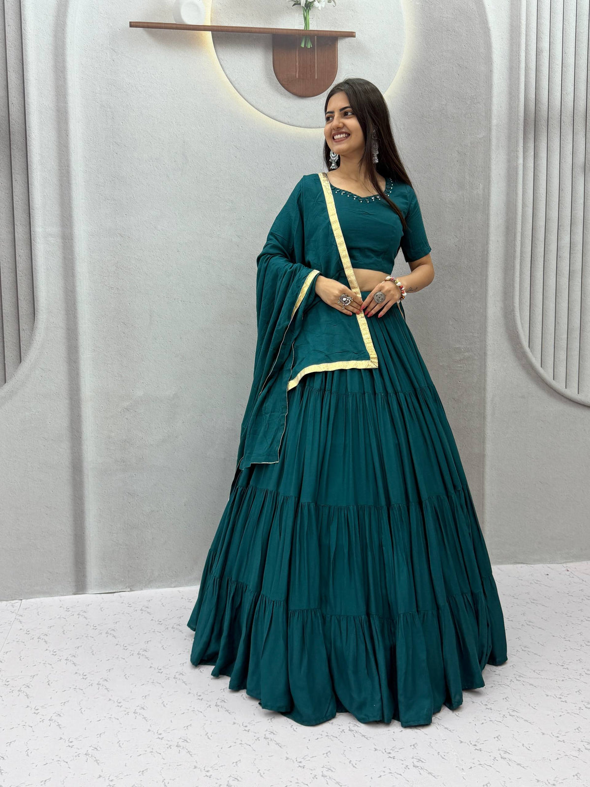 Navratri Special Rion Cotton Handmade Mirror Work Lehenga Choli