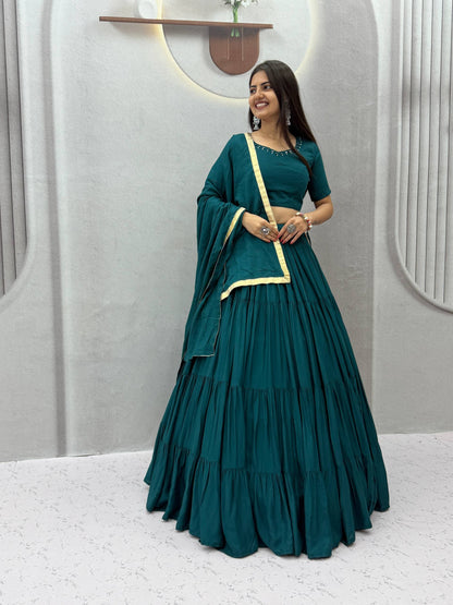 Navratri Special Rion Cotton Handmade Mirror Work Lehenga Choli