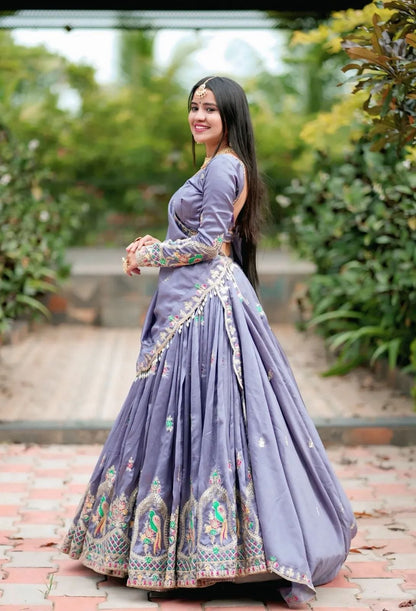 Elegant Embroidered Chinon Festive Lehenga Choli Set