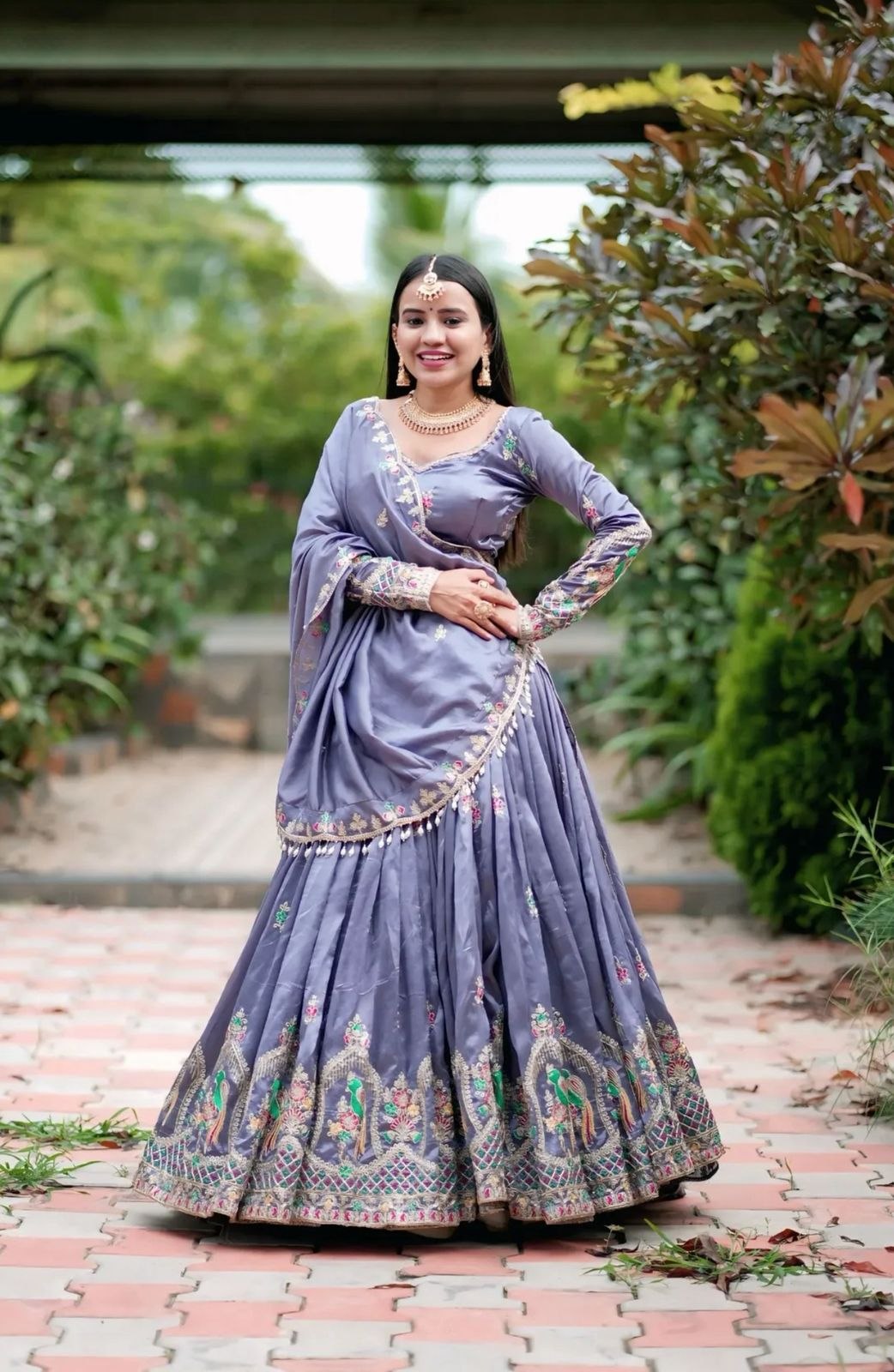 Elegant Embroidered Chinon Festive Lehenga Choli Set
