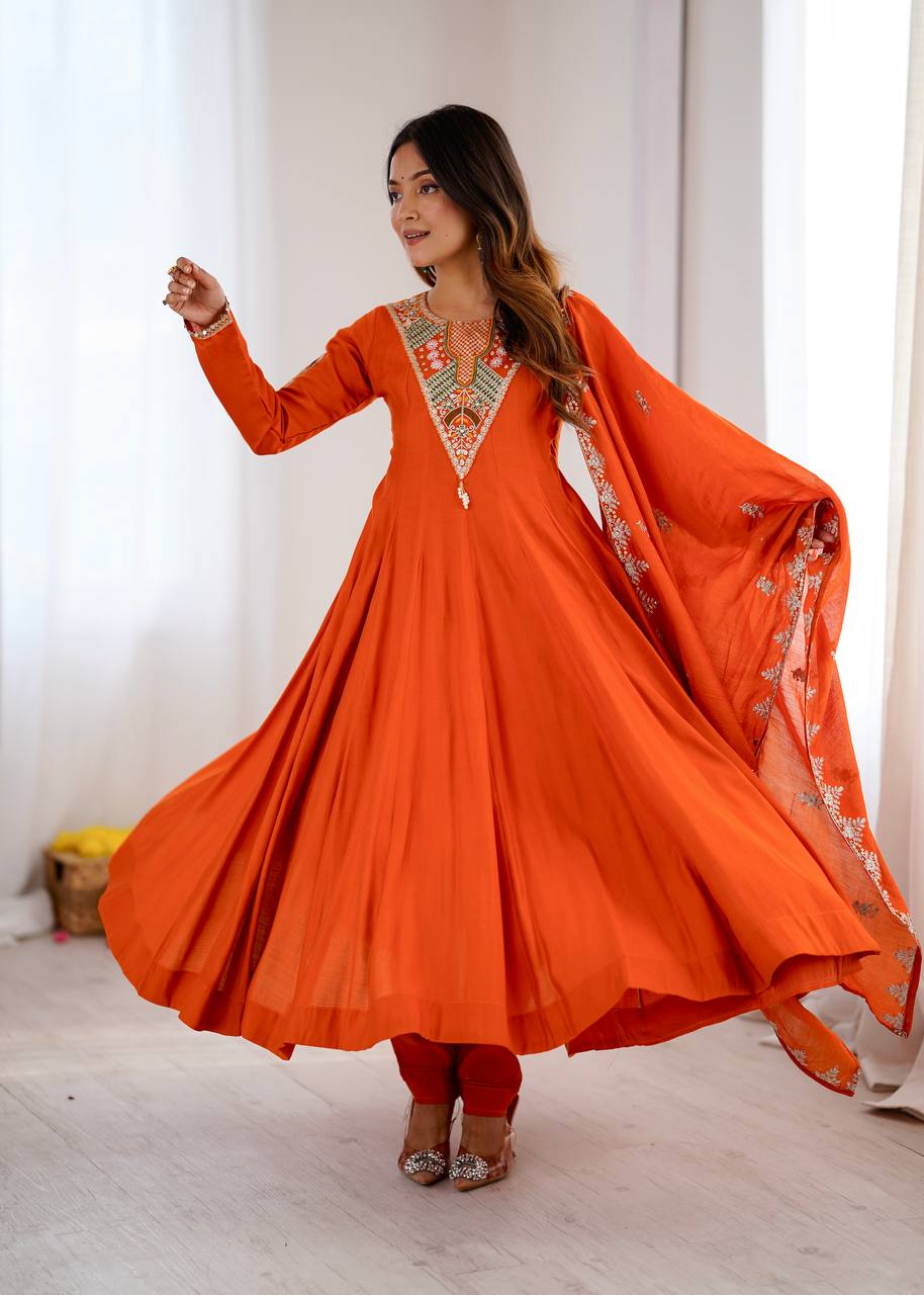 Elegant Embroidered Sequence Work Designer Anarkali Set