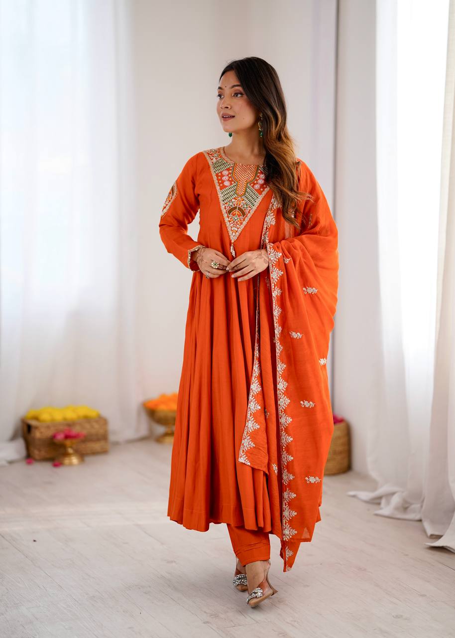 Elegant Embroidered Sequence Work Designer Anarkali Set