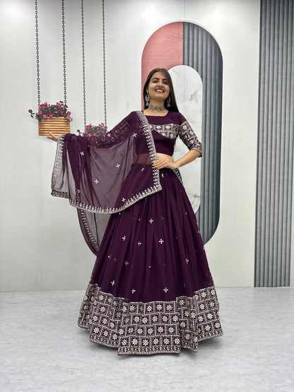 Heavy Embroidered Fox Georgette Wedding Lehenga Choli Set