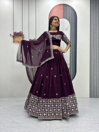 Heavy Embroidered Fox Georgette Wedding Lehenga Choli Set