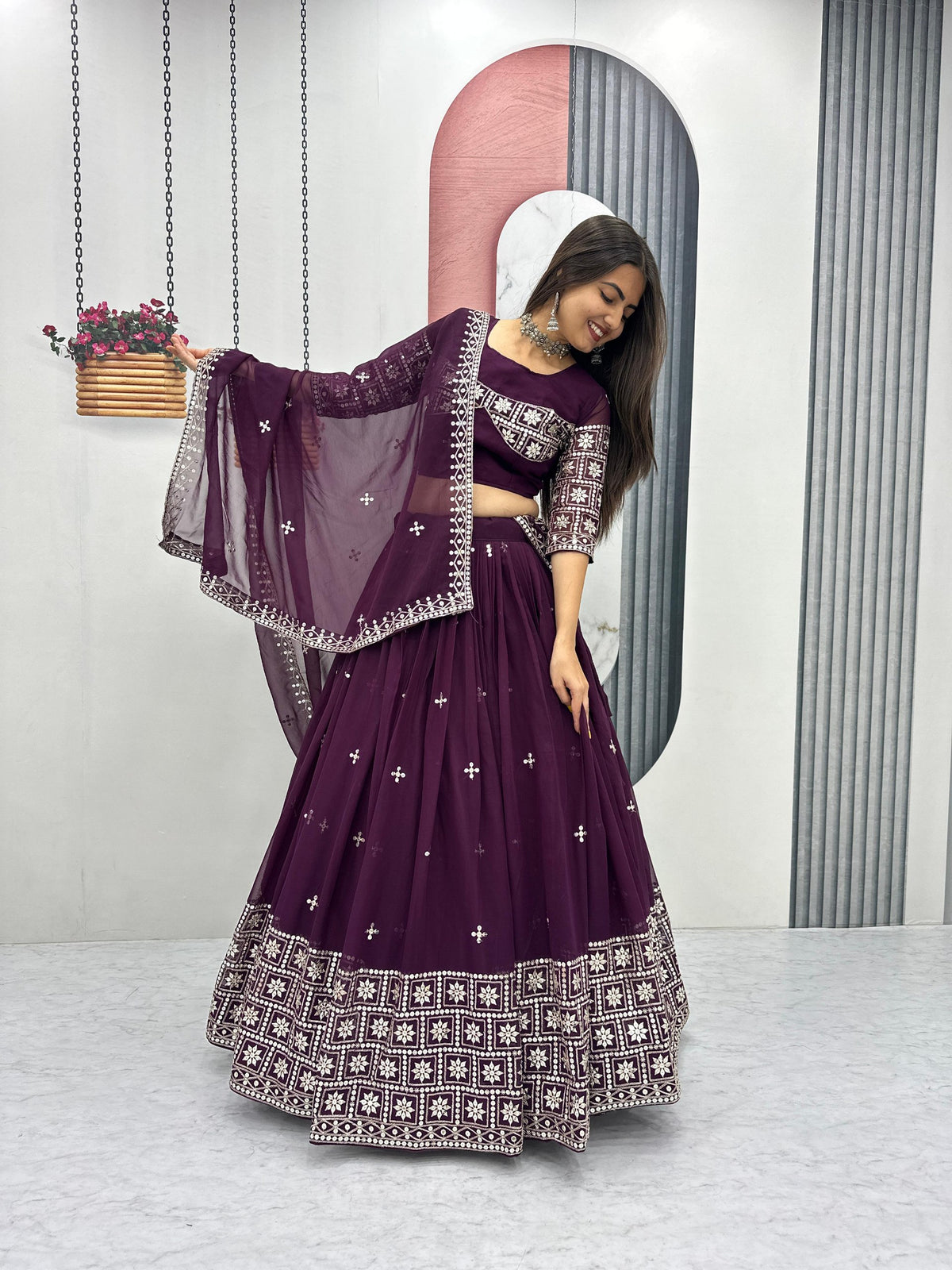 Heavy Embroidered Fox Georgette Wedding Lehenga Choli Set