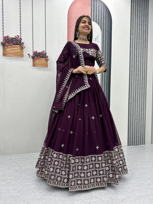 Heavy Embroidered Fox Georgette Wedding Lehenga Choli Set