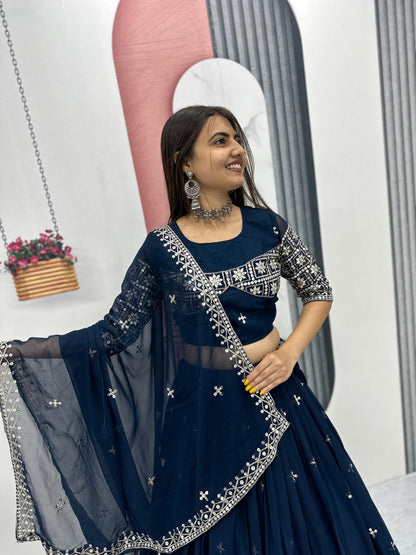 Heavy Embroidered Fox Georgette Wedding Lehenga Choli Set