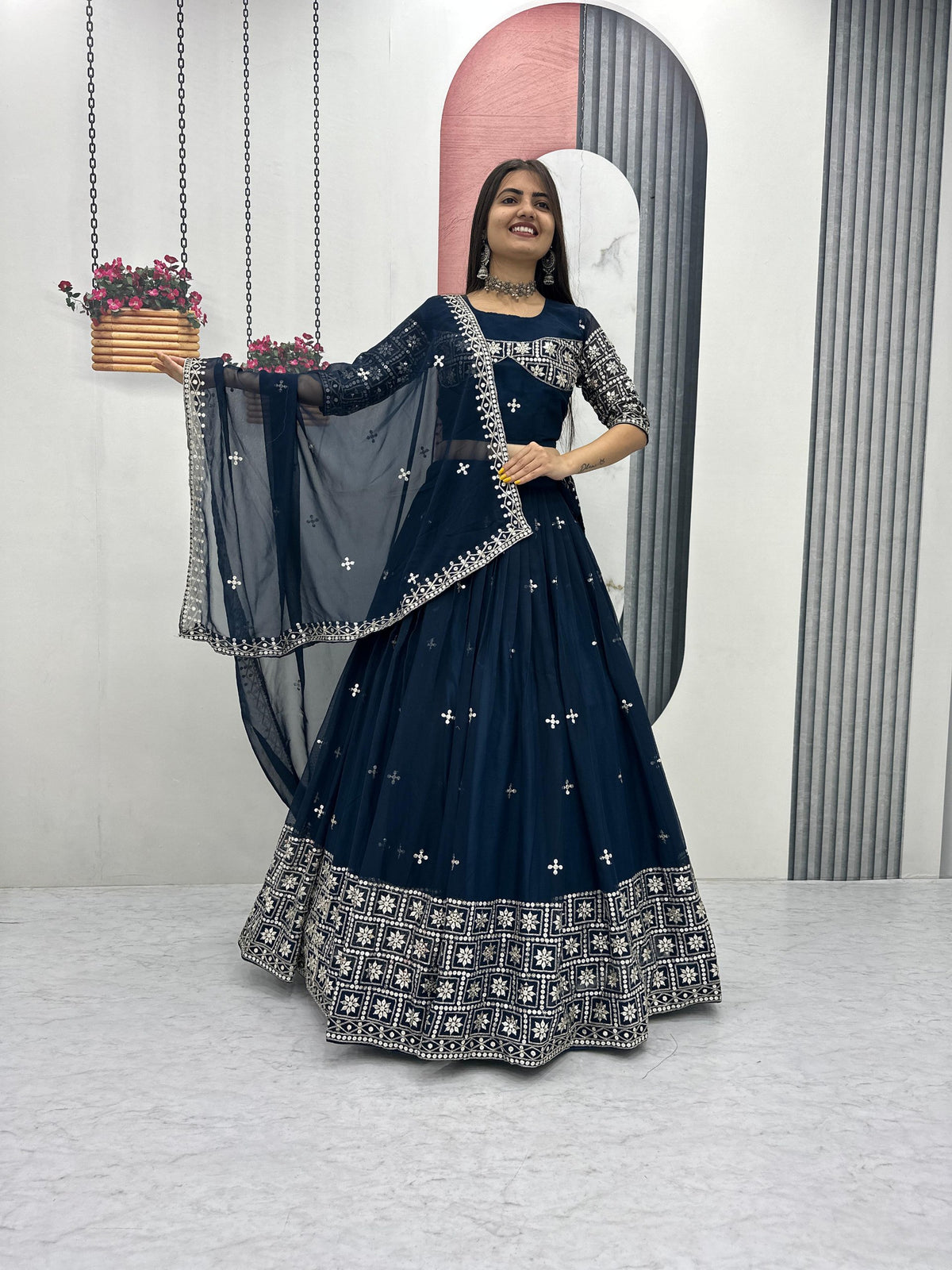 Heavy Embroidered Fox Georgette Wedding Lehenga Choli Set