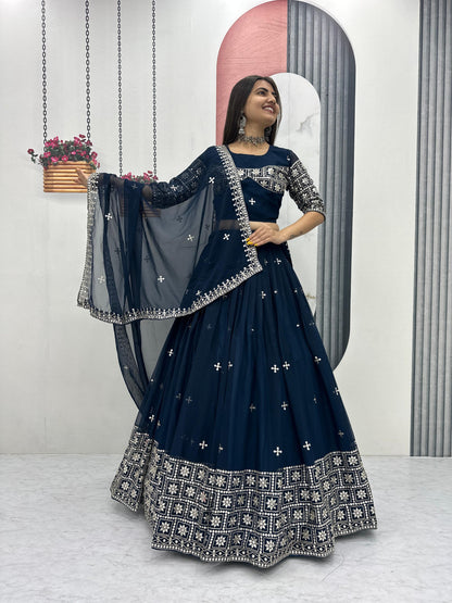 Heavy Embroidered Fox Georgette Wedding Lehenga Choli Set